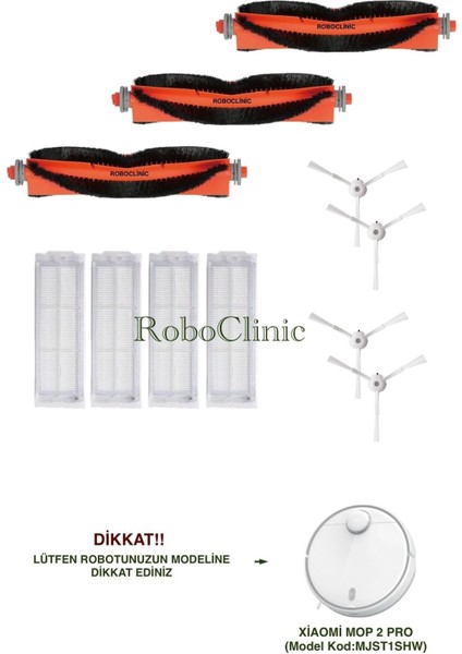 Xiaomi Mi Robot Vacuum Mop 2 Pro Beyaz Robot Süpürge Uyumlu Fırça, Hepa Filtre - 11 Parça