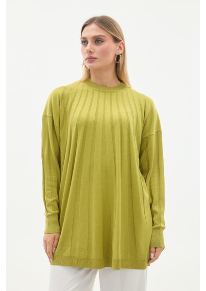 Fitilli Detaylı Basic Triko Tunik