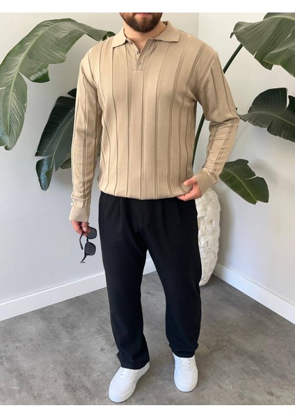 Bayaygun 6560 Fitilli Düğmeli Yaka Kazak_vizon fiyatları