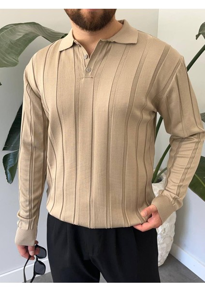 Bayaygun 6560 Fitilli Düğmeli Yaka Kazak_vizon modelleri