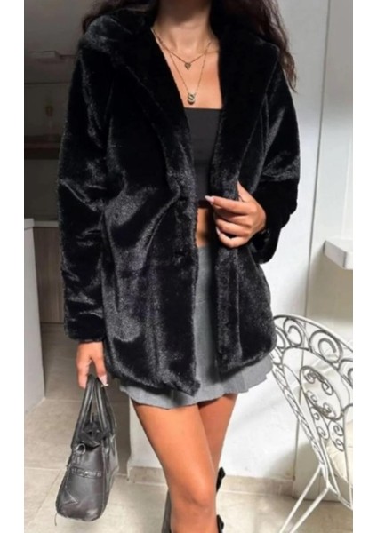 Kadın Astarlı Çift Cepli Suni Peluş Kürk Yumoş Ceket fiyatları