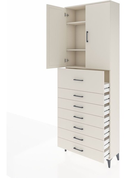 Arges Dolap 3 Raflı 7 Çekmeceli 2 Kapaklı 88X30X243 Aytaşı-Aytaşı fırsatları