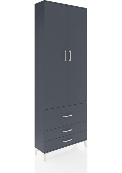 Arges Dolap Tek Raflı 3 Çekmeceli Tek Askılı 88X30X243 Antrasit-Antrasit fiyatları