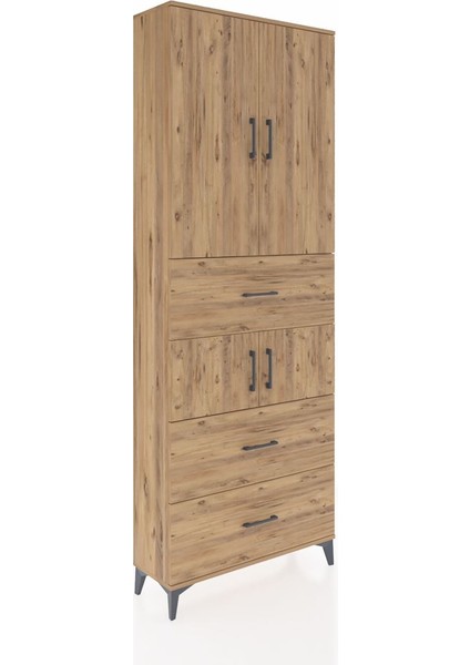 Arges Dolap 4 Raflı 3 Çekmeceli 4 Kapaklı 88X30X243 Çam-Çam fiyatları