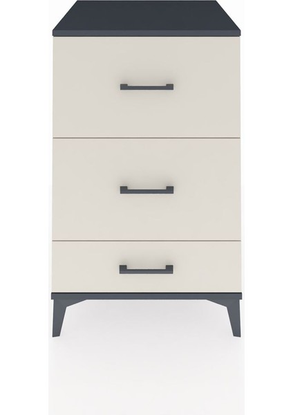 Kronos Komodin 3 Çekmeceli 60X59X96 Antrasit-Aytaşı