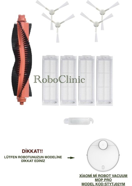 Xiaomi Mi Robot Vacuum Mop Pro Beyaz Robot Süpürge Uyumlu (M.Kod:STYJO2YM) Fırça, Hepa Filtre - 10 Parça
