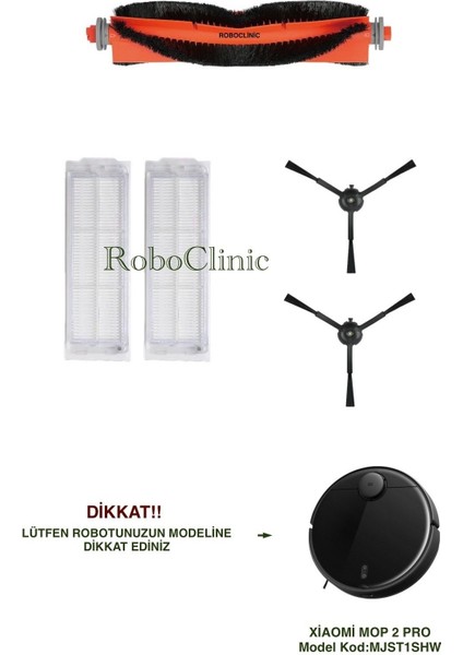 Xiaomi Mi Robot Vacuum Mop 2 Pro Siyah Robot Süpürge Uyumlu Yedek Fırça, Hepa Filtre - 5 Parça