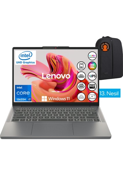 Ideapad Slim 3 İ7-13620H UHD Graphics 20GB Ram 1tb SSD 14" Wuxga W11 Taşınabilir Bilgisayar