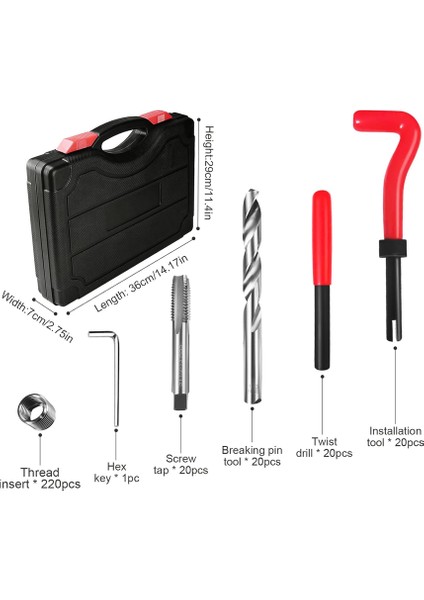 261 Parça Helicoil Set Vida Diş Tamir Seti Plastik Çantalı Full Set fiyatları