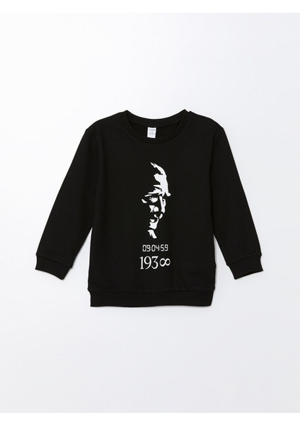 Yeni Sezon Bisiklet Yaka Uzun Kollu Atatürk Baskılı Erkek Bebek Sweatshirt