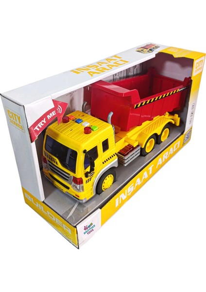 Inşaat Aracı Damperli Kamyon Taşıyıcı Sesli Işıklı Sirenli Oyuncak Araba 28 Cm. modelleri