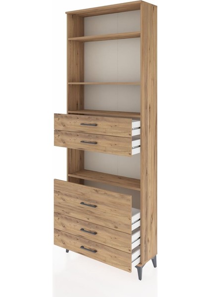 Arges Dolap 4 Raflı 5 Çekmeceli 88X30X243 Çam-Çam fırsatları