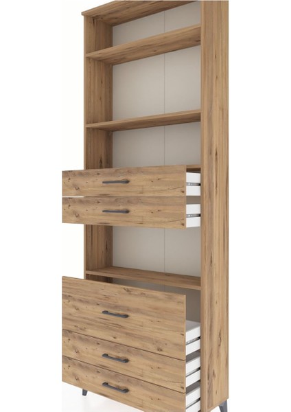 Arges Dolap 4 Raflı 5 Çekmeceli 88X30X243 Çam-Çam indirimleri