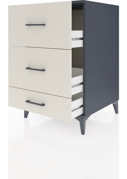 Kronos Komodin 3 Çekmeceli 60X59X96 Antrasit-Aytaşı fırsatları