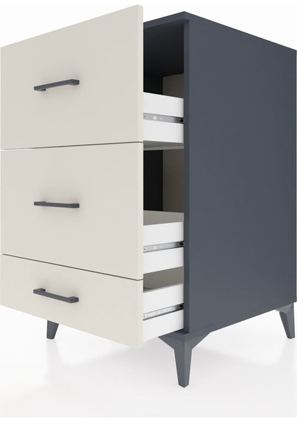 Kronos Komodin 3 Çekmeceli 60X59X96 Antrasit-Aytaşı indirimleri