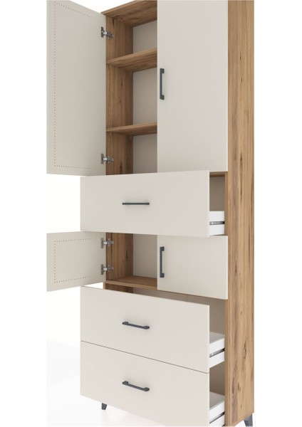 Arges Dolap 4 Raflı 3 Çekmeceli 4 Kapaklı 88X30X243 Çam-Aytaşı indirimleri