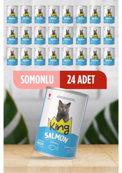 Sos Içerisinde Et Parçacıklı Somonlu Kedi Konservesi 400 Gr*24 Adet