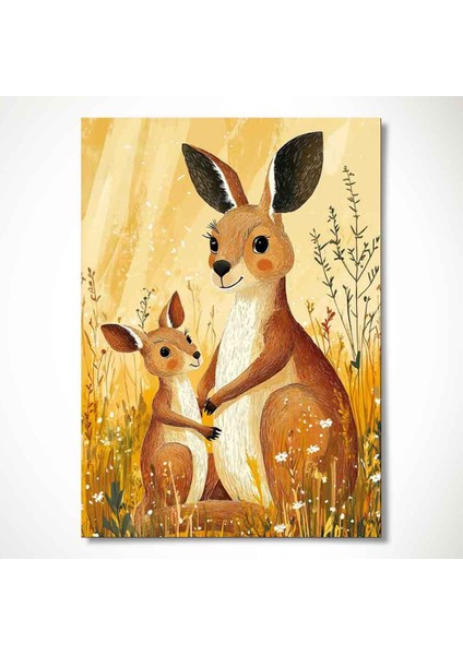 “kanguru Ailesi – Sıcak Tonlarda Sevimli Hayvan Temalı Tablo” fiyatları