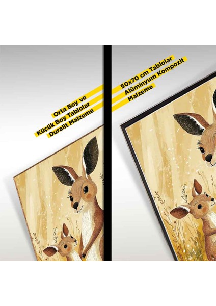 “kanguru Ailesi – Sıcak Tonlarda Sevimli Hayvan Temalı Tablo” modelleri