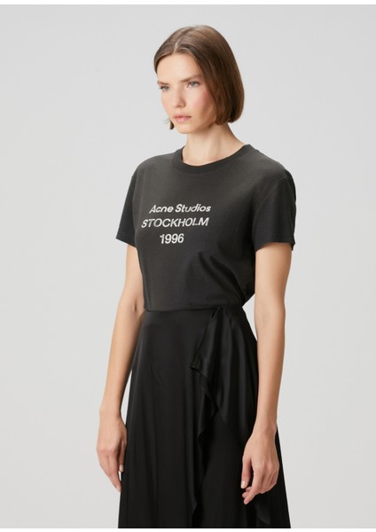 Regular Fit Siyah Logolu T-Shirt modelleri