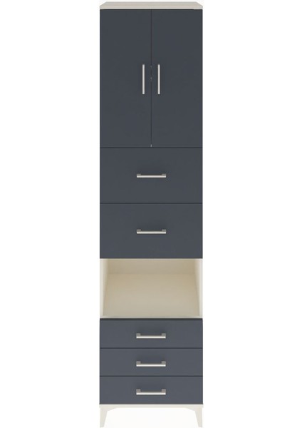 Hyperion Dolap 3 Raflı 5 Çekmeceli 2 Kapaklı 60X44X243 Aytaşı-Antrasit
