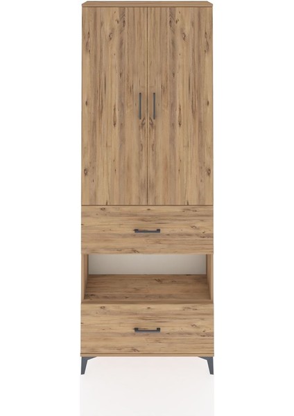 Arges Dolap 5 Raflı 2 Çekmeceli 2 Kapaklı 88X30X243 Çam-Çam