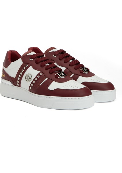 Beyaz Bordo Erkek Deri Sneaker fiyatları