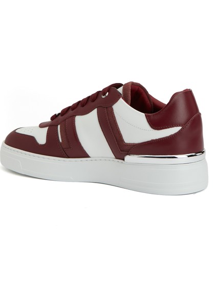 Beyaz Bordo Erkek Deri Sneaker modelleri