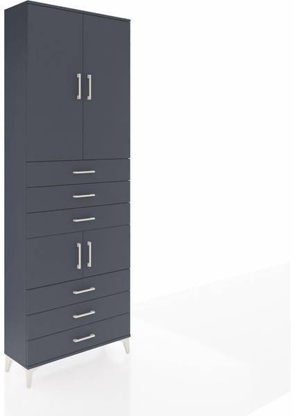 Arges Dolap 4 Raflı 6 Çekmeceli 4 Kapaklı 88X30X243 Antrasit-Antrasit fiyatları
