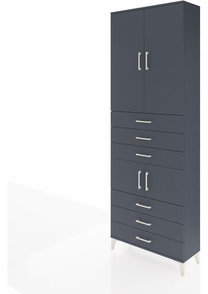 Arges Dolap 4 Raflı 6 Çekmeceli 4 Kapaklı 88X30X243 Antrasit-Antrasit modelleri