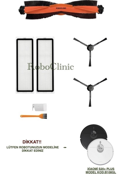 Xiaomi Robot Vacuum S20+ / S20 Plus Robot Süpürge Uyumlu Yedek Fırça, Hepa Filtre - 7 Parça
