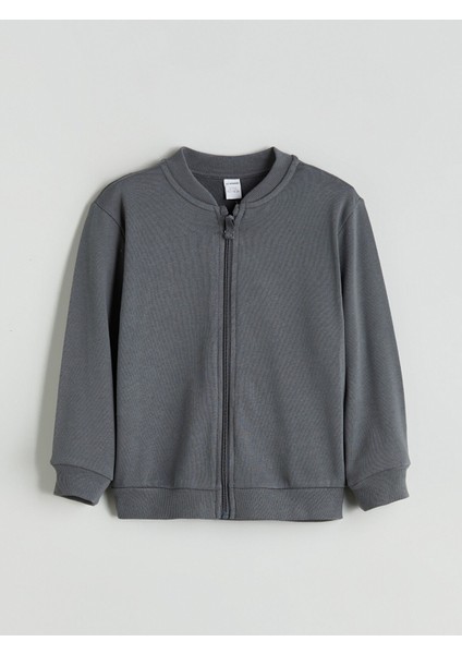 Yeni Sezon Basic Erkek Çocuk Fermuarlı Sweatshirt