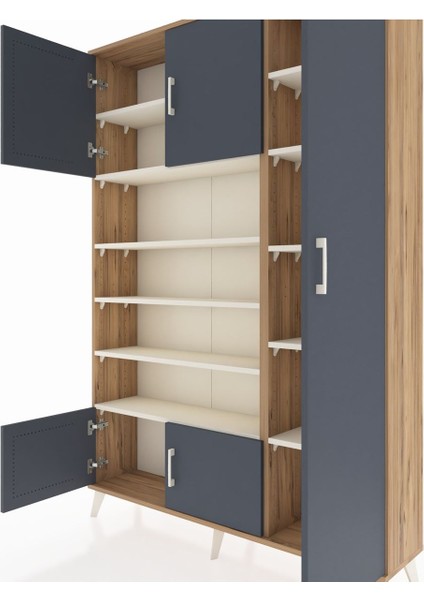 Arges Dolap 11 Raflı 5 Kapaklı 132X30X195 Çam-Antrasit/aytaşı fırsatları