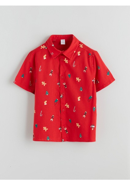 Yeni Sezon Yılbaşı Temalı Poplin Erkek Çocuk Gömlek