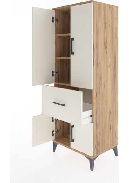 Hyperion Dolap 3 Raflı Tek Çekmeceli 4 Kapaklı 60X44X163 Çam-Aytaşı fırsatları