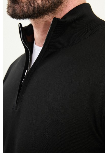 Düz Slim Fit Fermuarlı Yarım Balıkçı Erkek Triko Kazak fiyatları