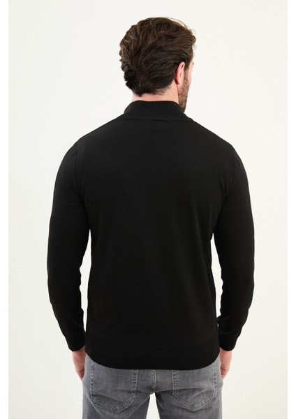 Düz Slim Fit Fermuarlı Yarım Balıkçı Erkek Triko Kazak modelleri