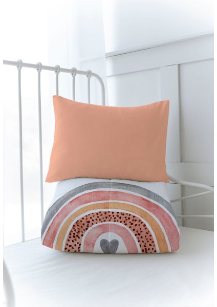 Organik Baskılı Bebek (100X150 Cm) Yorgan Seti - Iconic Serisi - Somon Gökkuşağı modelleri