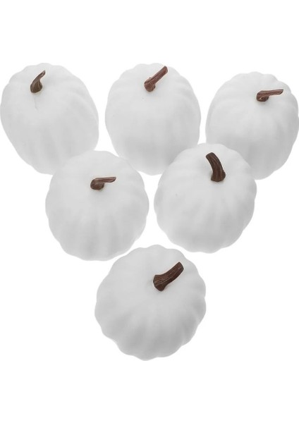 Halloween Cadılar Bayramı Beyaz Mini Balkabağı 5x4 cm 6 Adet