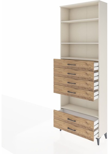 Arges Dolap 4 Raflı 6 Çekmeceli 88X30X243 Aytaşı-Çam fırsatları