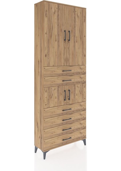 Arges Dolap 4 Raflı 6 Çekmeceli 4 Kapaklı 88X30X243 Çam-Çam fiyatları