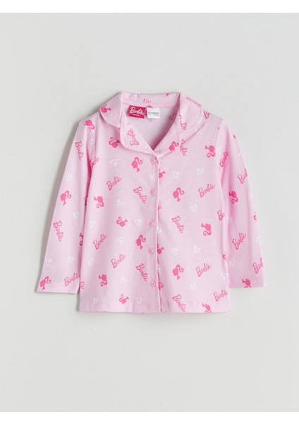 Yeni Sezon Barbie Baskılı Gömlek Yaka Kız Çocuk Pijama Takımı fiyatları