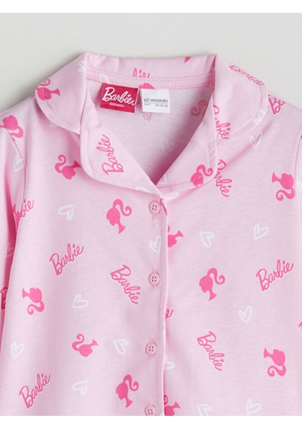 Yeni Sezon Barbie Baskılı Gömlek Yaka Kız Çocuk Pijama Takımı modelleri