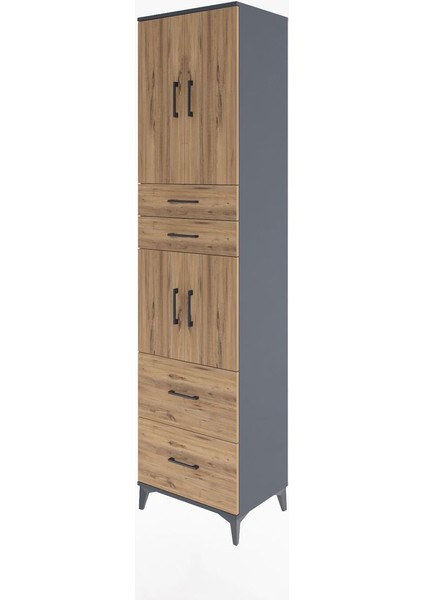 Hyperion Dolap 3 Raflı 4 Çekmeceli 4 Kapaklı 60X44X243 Antrasit-Çam modelleri