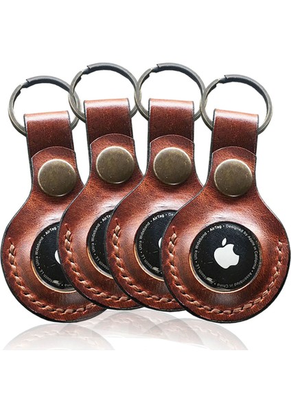 Airtag Anahtarlık Kılıf 4lü Paket - Hakiki Deri - El Işi