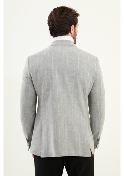 Çizgili Slim Fit Geniş Yaka Kruvaze Yün Erkek Ceket indirimleri