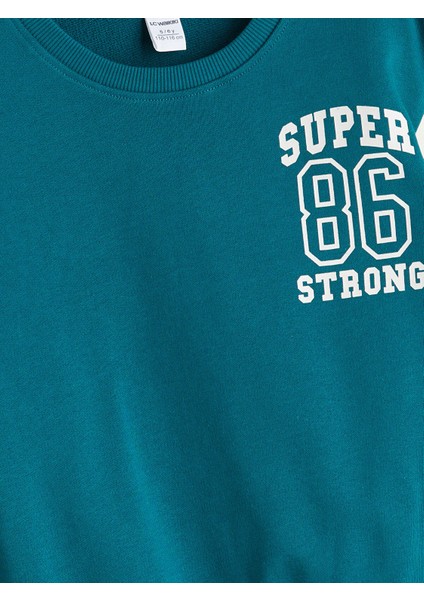 Yeni Sezon Bisiklet Yaka Baskılı Erkek Çocuk Sweatshirt indirimleri