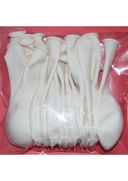 10 Adet - 12" Beyaz Pastel Balon (30 cm Çap)