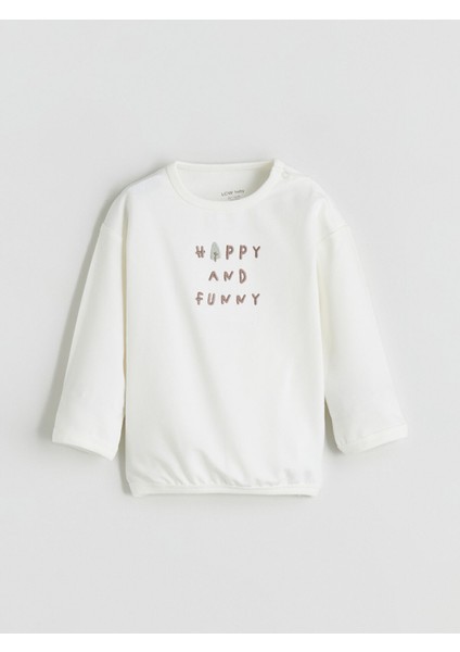 Yeni Sezon Bisiklet Yaka Baskılı Erkek Bebek Sweatshirt