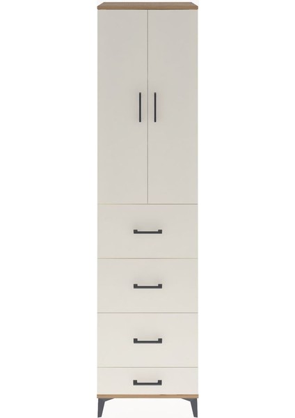 Hyperion Dolap 3 Raflı 4 Çekmeceli 2 Kapaklı 60X44X243 Çam-Aytaşı